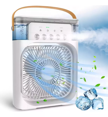 Mini Ventilador Ar Condicionado De Mesa Portatil Usb Bivolt Com Led Três Estagios