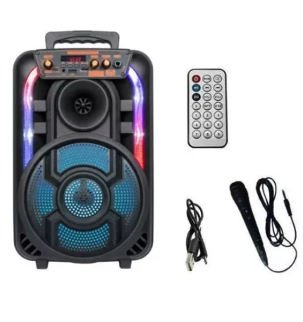 caixa de som Bluetooth portátil de 8 poligadaluzes com microfone. Karaokê H831