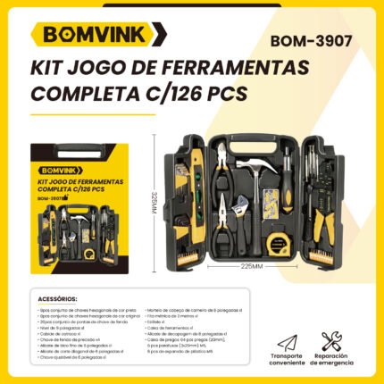 kit jogo de ferramentas compreta com 126 pcs bom 3907