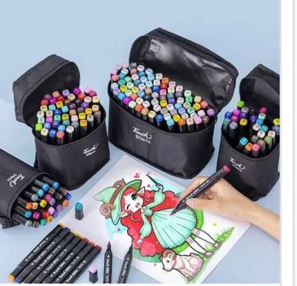 Conjunto De Canetas Marcador Permanente Ponta Dupla 24 Cores