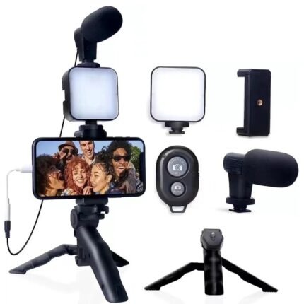 it Youtuber Vlog Live Tripé Celular Suporte Led E Microfone Com controle Bluetooth Video-Making Kit AY-49