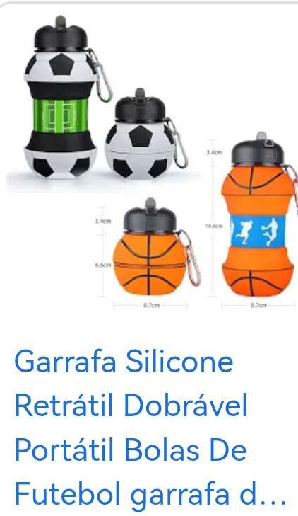 Garrafa De Água De Silicone Dobrável 550ml, Futebol, Basquete