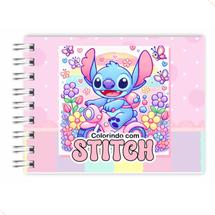 Livro De Colorir Stitch Capa Dura Azul Ou Rosa 50 Páginas A5 180g