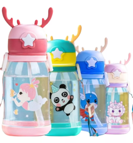 Garrafa De Água Infantil  Com Canudinho